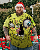 Kurzärmeliges T-Shirt mit Weihnachts-Graffiti-Motiv für Herren in Übergröße